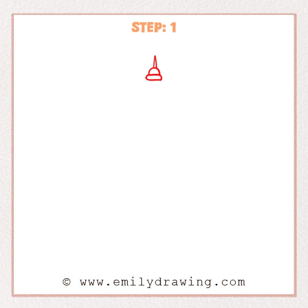 how to draw an eiffel tower - A simple Eiffel Tower sketch begins with a narrow spire above two rounded deck shapes.